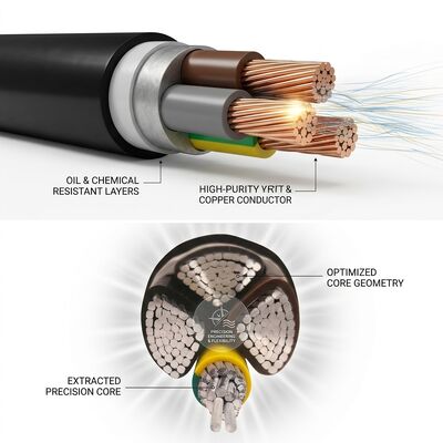 Oliebestendige chemisch bestendige PVC-geïsoleerde kabel 450/750V 3 aderig industrieel gebruik leverancier