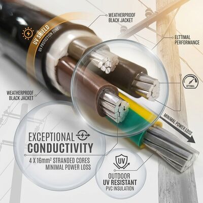 NYY 4x50mm2 Weather Resistant PVC Insulated Cable Aerial Installation 0.6/1kV IEC60502 leverancier