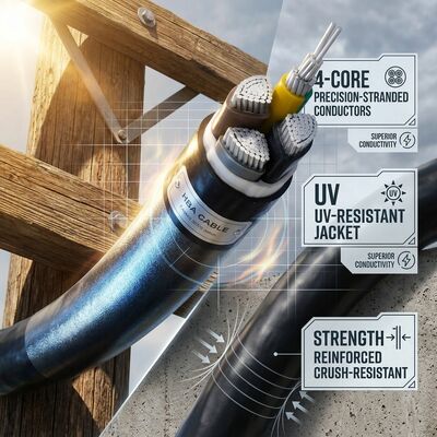 ABC 4x35mm2 UV Stabilized PVC Insulated Aerial Bundled Cable Overhead 0.6/1kV IEC60502 leverancier